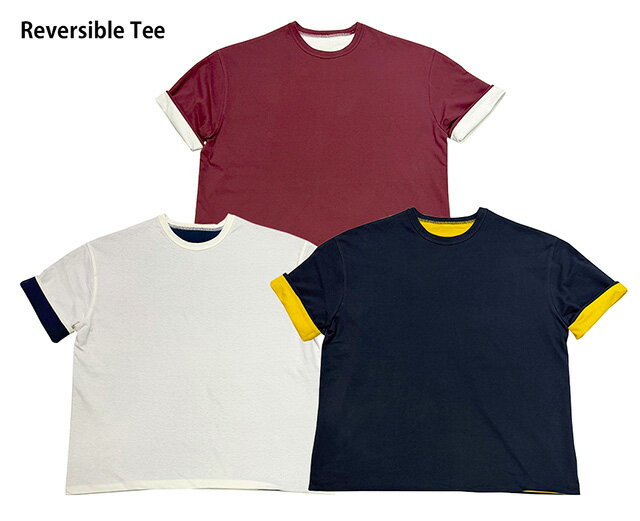 Rakuten - 米軍タイプ　NAVY リバーシブル Tシャツ　3色（バーガンディー×ナチュラル/ナチュラル×ネイビー/ネイビー×イエロー）【新品】