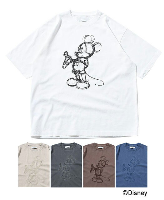 Johnbull ジョンブル　MICKEY MOUSE T Embroidery　ミッキーマウス　刺繍　Tシャツ　ディズニー　4色(WHITE/BEIGE/CHARCOAL GRAY/BROWN/NAVY)　半袖