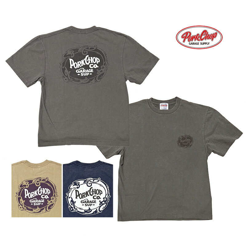 乐天商城 - PORKCHOP GARAGE SUPPLY ポークチョップ ガレージサプライ　F LEAF LOGO TEE F リーフ ロゴ Tシャツ　半袖　3色(FADE GRAY/FADE NAVY/FADE BEIGE)　2026SS