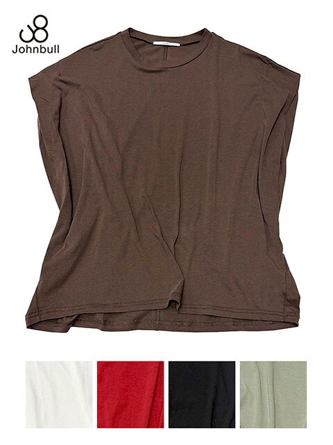 Johnbull ジョンブル　コットン ミックス クルーネック フレンチスリーブ Tシャツ カットソー　5色(BROWN/WHITE/RED/BLACK/MOSS)　LADYS レディース