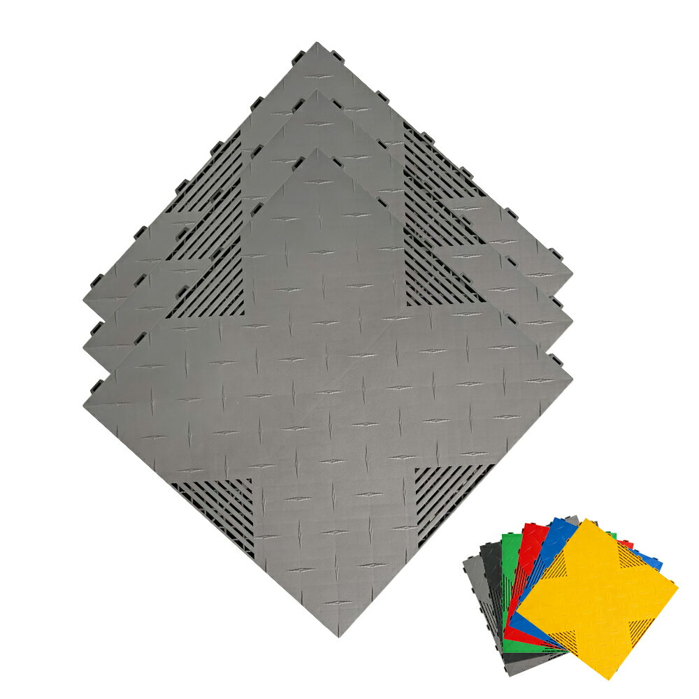 Rakuten - 【クーポン配布中】ガレージタイル ガレージマット ガレージ 耐荷重10トン 40×40cm 1.8cm厚 10枚~100枚 車 バイク 駐車場 屋外 組立簡単 取り外し お手入れ簡単 滑り止め効果 床の汚れ防止 マット エッジ コーナー 工場 店舗 ベランダ お庭 水洗い フロアマット