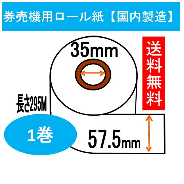 Rakuten - 【巻長短め！数量限定】券売機 ロール紙 1巻入り幅57.5mm 長さ295M 感熱紙 サーマルロール食券 チケットロール 発券機 レジロール専門店