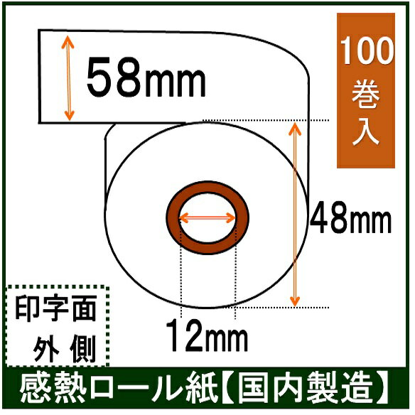 楽天市場】感熱紙 58 48 12 100巻の通販 楽天市場】感熱紙 58 48 12 100巻の通販