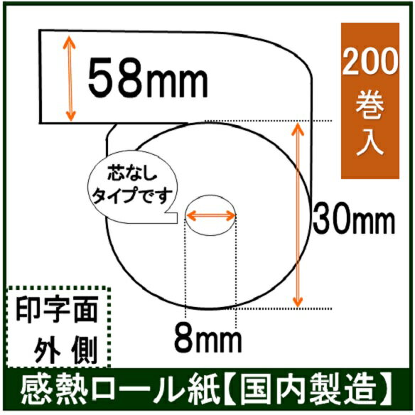 シチズン PD-22 ハンディプリンタ用 ロール紙200巻入り 幅58mm 汎用品 感熱ロール サーマルプリンター ロールペーパー レジロール専門店