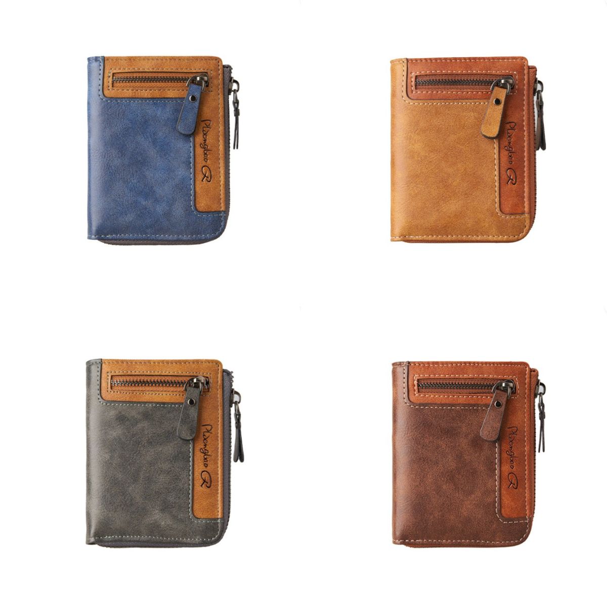 [ORSUN] メンズ 財布 2つ折り オシャレでかっこいい コンパクト 折りたたみ 薄型 小銭入れ カード入れ ..