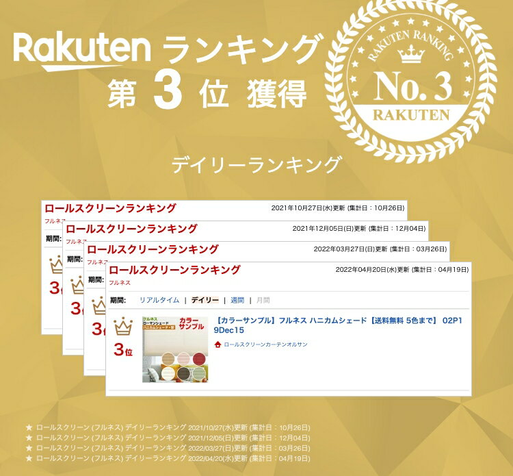 【カラーサンプル】フルネス ハニカムシェード【送料無料 5色まで】 02P19Dec15