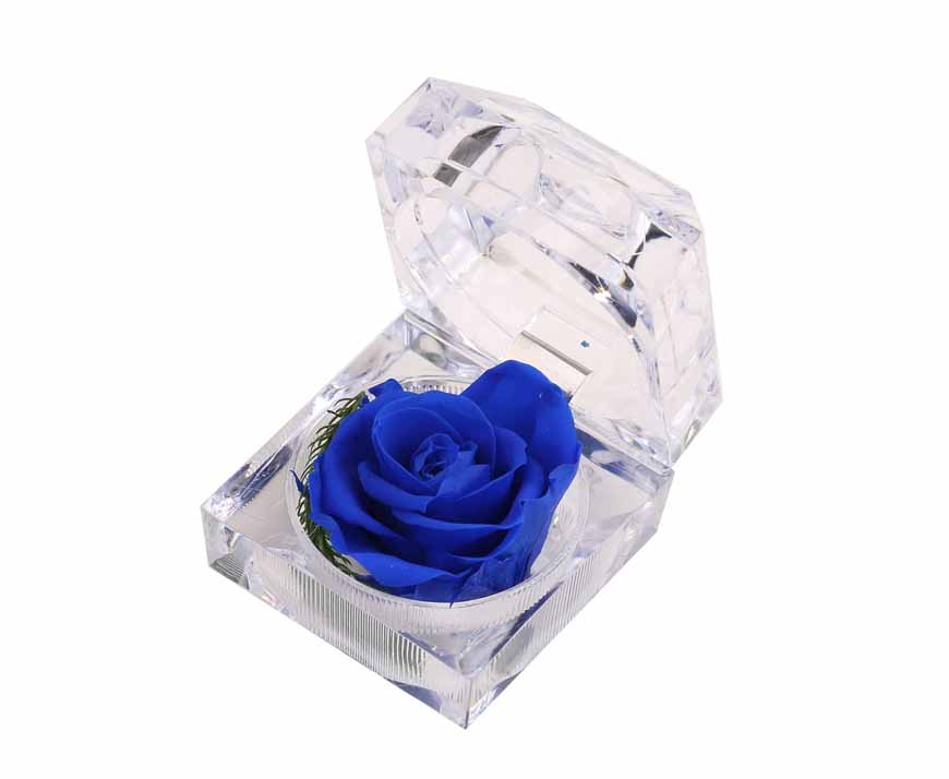 ジュエリーケース 付 青い 薔薇 プリザーブドフラワー RFIDケース付 フラワーアレンジ プレゼント 誕生日 記念日 お見舞い 【送料無料】mak-a40