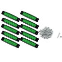 汎用 12V 防水 片側 6連 LED サイドマーカー【 グリーン 100 × 20mm 10個セット 】トレーラー デコトラ カスタム 電飾 交換 【送料無料】mak-k26