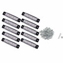 汎用 12V 防水 片側 6連 LED サイドマーカー【 ホワイト 100 × 20mm 10個セット 】トレーラー デコトラ カスタム 電飾 交換 【送料無料...