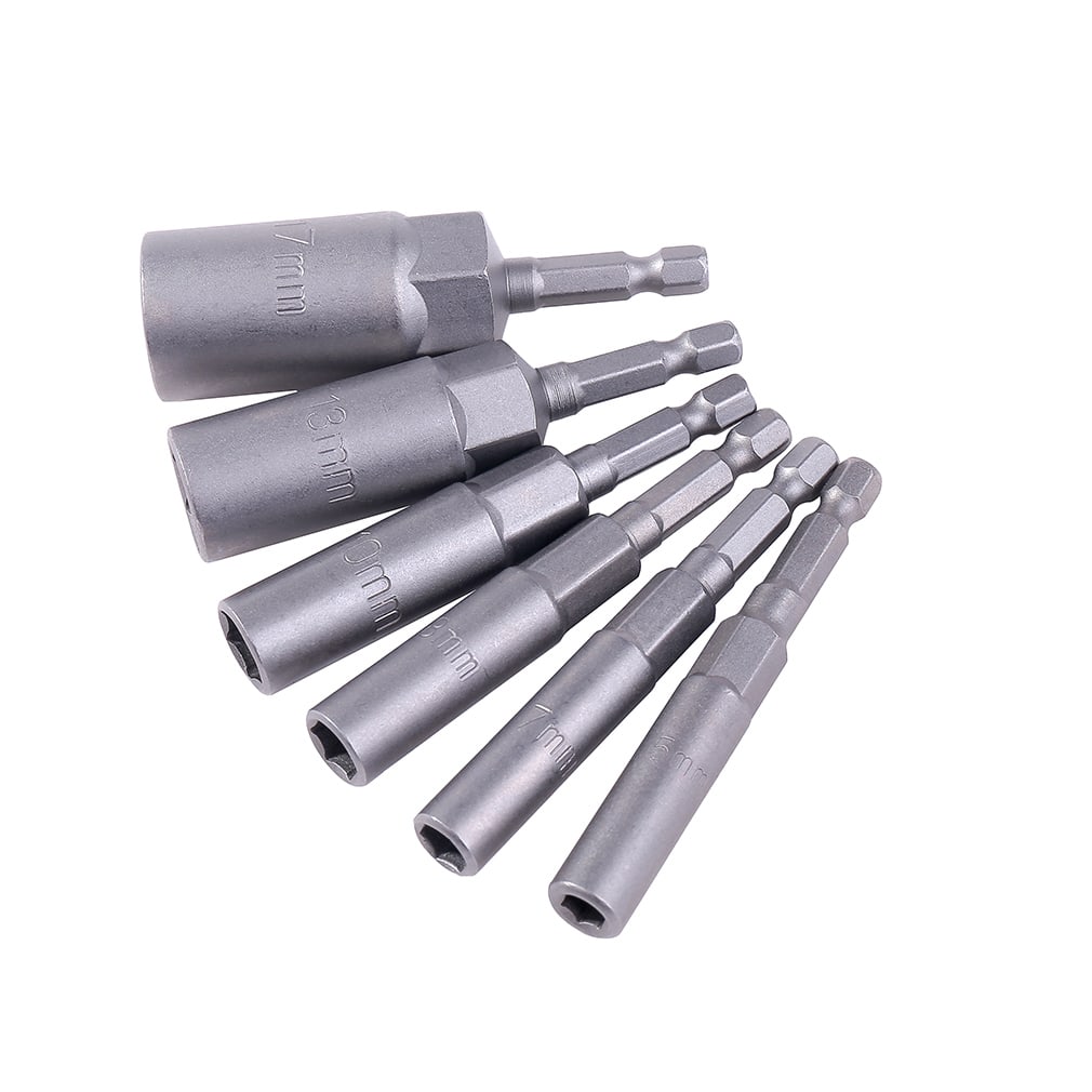 電動工具 対応 六角軸 ソケット ビット【 6本セット ( 5.5 7 8 10 13 17 mm ) 】六角シャンク M3 M4 M5 M6 M8 M10 【送料無料】mak-k31