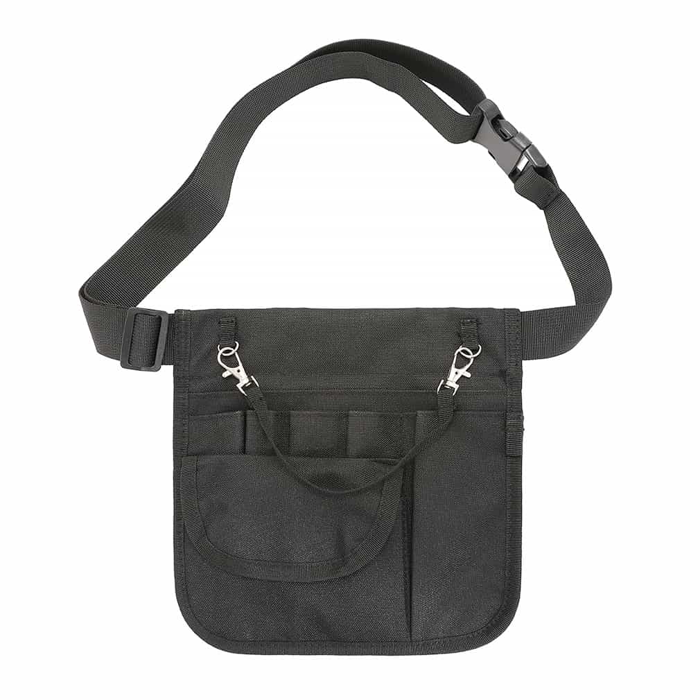 RISACCA 仕事 用 エプロンポーチ 26cm × 20cm ナースポーチ 作業 介護 ナース 美容師 ( ブラック ) 【送料無料】mak-l47