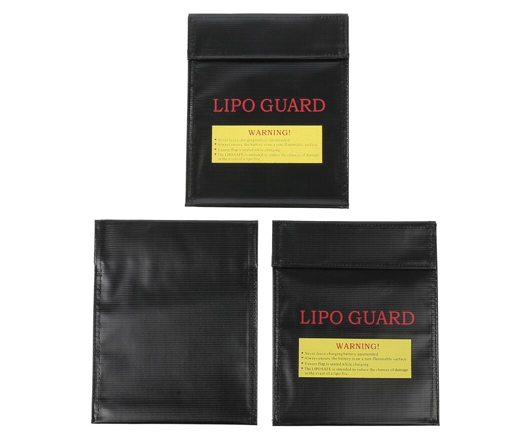 リポバッテリー 用 セーフティバッグ 3枚セット【 ブラック 18×23cm 】LIPO GUARD ドローン エアガン バッテリー 保管 運搬 【送料無料】mak-d49