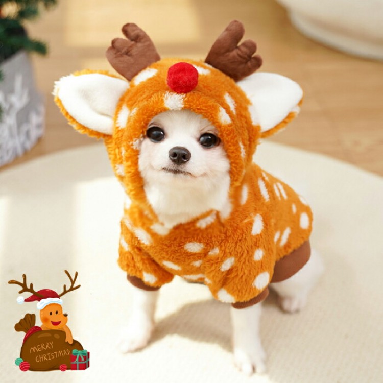 クリスマス ペット服 フード付き 猫服 犬服 クリスマス衣装 犬の服 小型犬 ペットウェア 鹿 シカ 麋鹿 コスプレ 魔法使い 撮影 コスチューム ペット用 かわいい ネコ 室内室外 猫用 犬用
