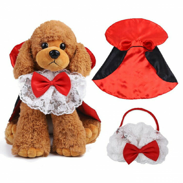 ハロウィン コスプレ衣装 王様 王子様 ポンチョ マント 2点セット ペット 被り物 リボン 変身 猫用 犬..