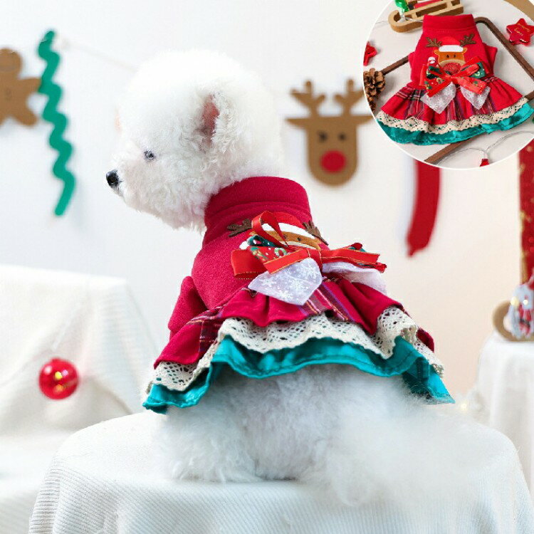 クリスマス ペット服 ワンピース 猫服 犬服 クリスマス衣装 犬の服 小型犬 ペットウェア クリスマスツ..
