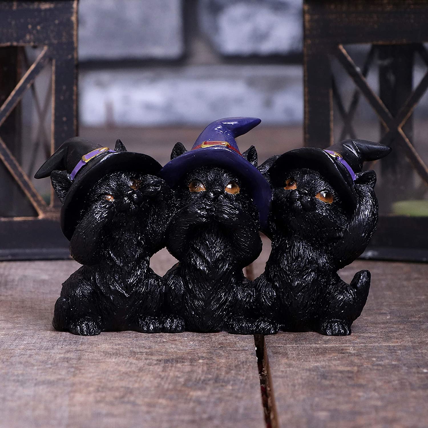 乐天商城 - 使い魔の賢い、3匹の黒猫（クロネコ）「見ざる聞かざる言わざる」三猿ポーズ 置物彫像 アート彫刻(輸入品