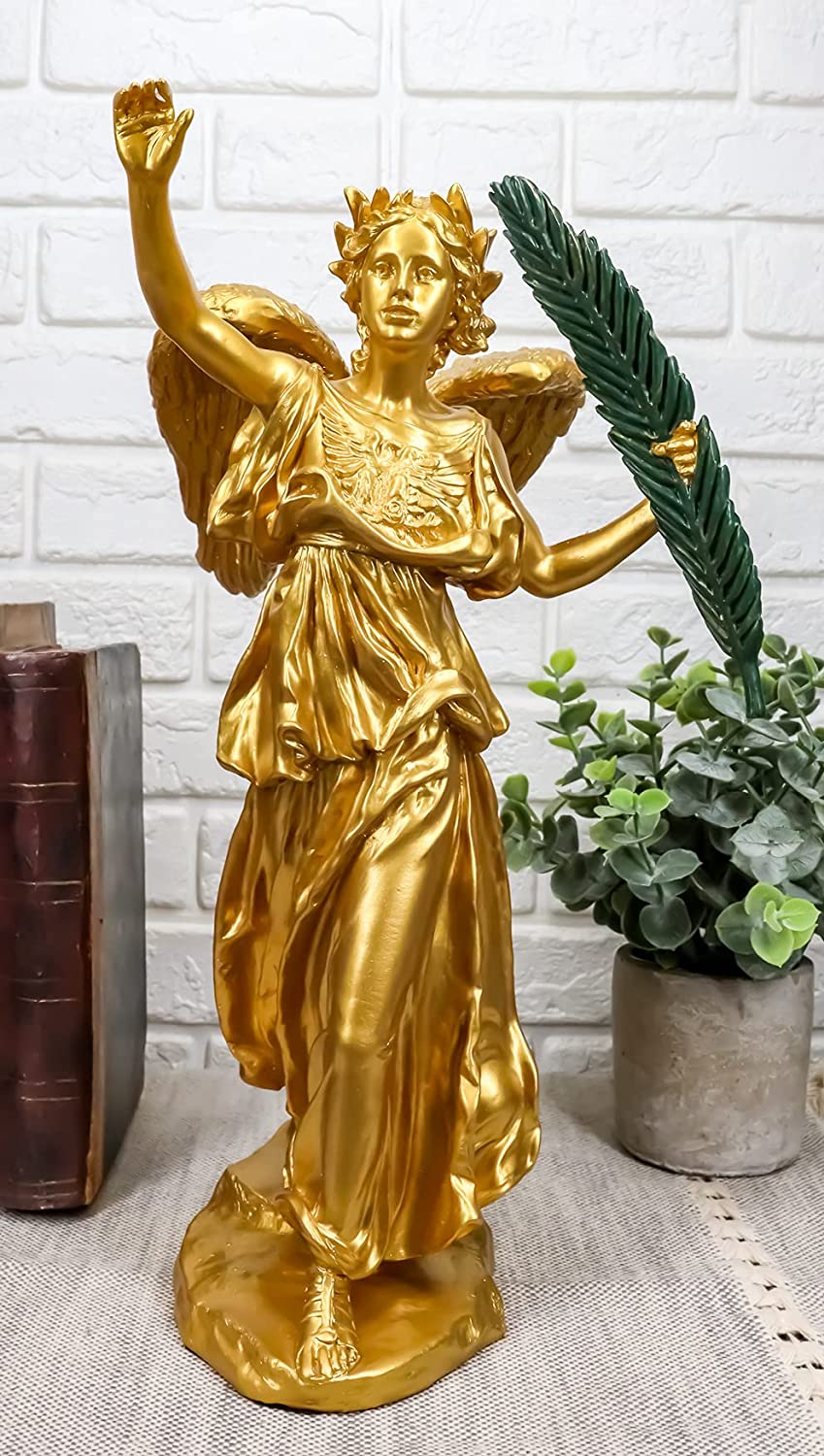 楽天浪漫堂ショップセール！即納！アウグストゥス・セント・ゴーデン作 翼のある勝利の女神彫像 高さ 約30cmゴールド仕上げ装飾フィギュア（輸入品