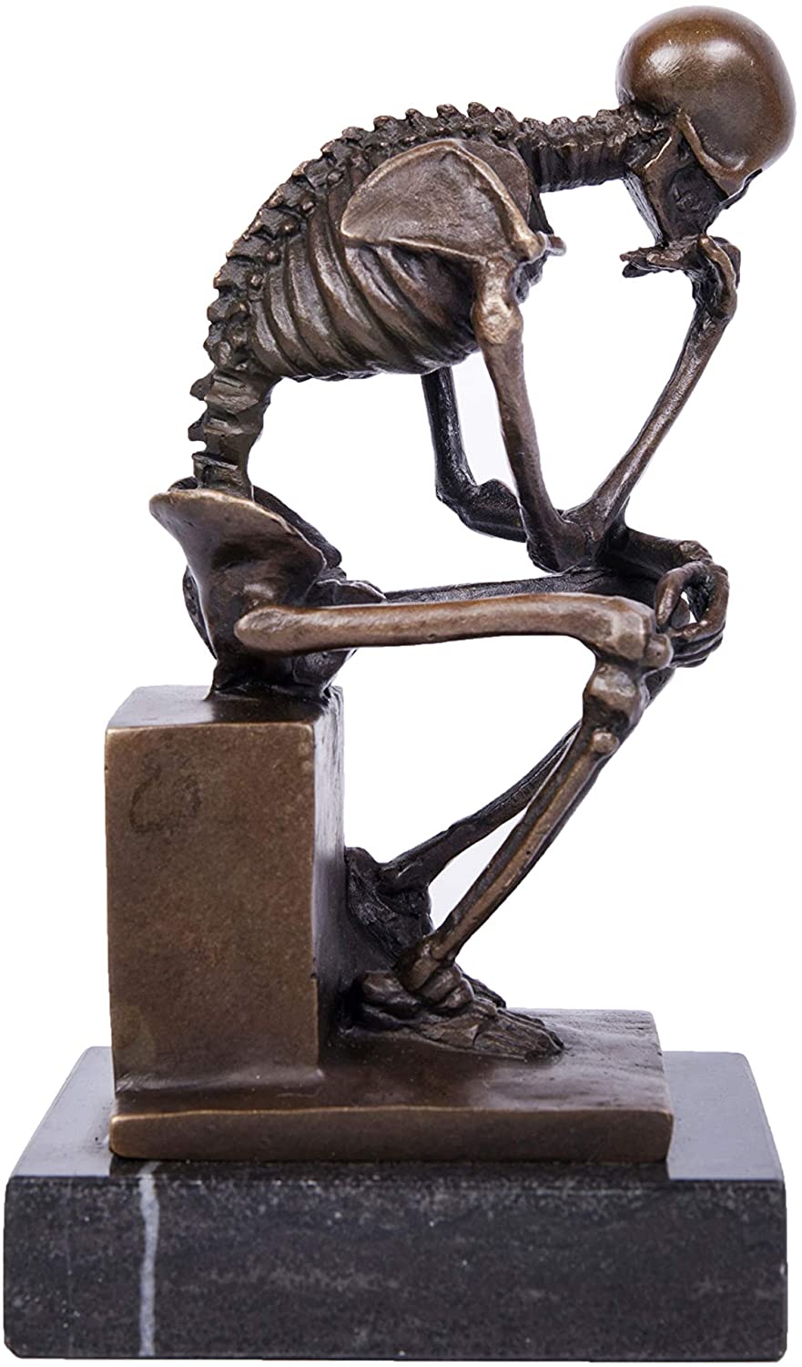 純ブロンズ製 スケルトン シンカー 考える骸骨ブロンズ像 彫像 ホーム装飾彫刻 手工芸品 贈り物(輸入品
