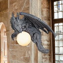 夜の怒りの 吊りドラゴン ランプ 彫像 彫刻/ ファンタジー