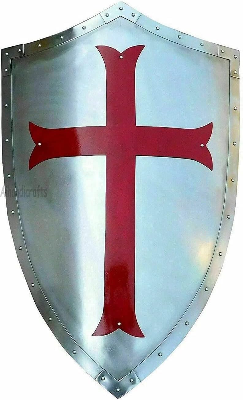 中世の騎士クロス ヒーターシールド 楯 十字軍の楯 戦士の楯シールド テンプル騎士団の楯レプリカ - ...