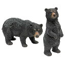 立っている、歩き回っているツキノワグマの彫像2匹 黒い森の野生動物 小屋 ロッジ ガーデン装飾 庭園 芝生玄関 贈り物 輸入品