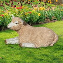 メリノ種の小羊の実物大ラム彫像:休んでいる動物彫刻置物フィギュアホームオブジェ 庭園玄関 芝生プレゼント贈り物輸入品