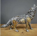 幾何学的な動物のオオカミの形をしたハンギングギア樹脂製工芸品装飾アートコレクション彫刻書斎贈り物輸入品