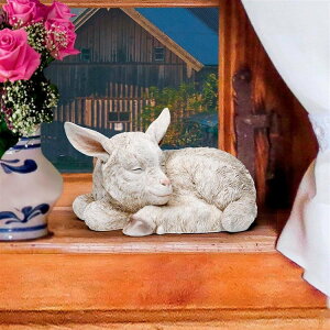 可愛い赤ちゃんヤギ彫像寝ている子ヤギ彫刻動物装飾置物彫刻庭園アート工芸品ガーデン贈り物輸入品