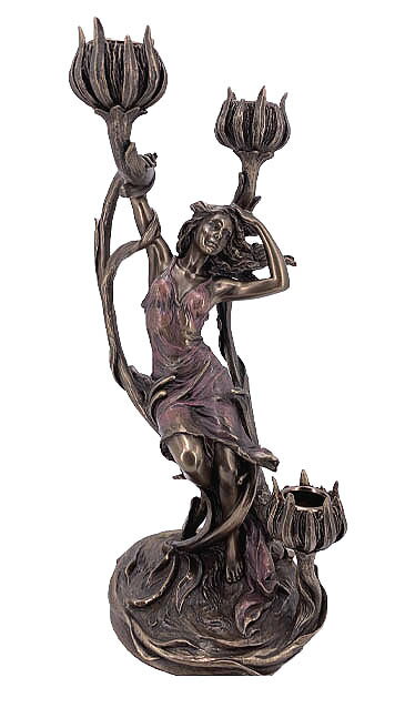セール！即納！アールヌーボー調レディキャンデラ乙女の燭台高さ約31.7cm彫像装飾彫刻フランスパリ彫刻贈り物輸入品