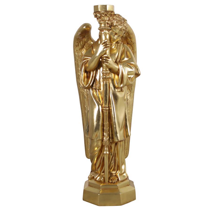 イタリアパドヴァ大聖堂黄金の守護天使像キャンドルホルダー右向きオリジナル縮尺版古典西洋彫刻カトリック教会祭壇装飾輸入品