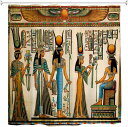 古代エジプト女王シャワーカーテンセット ポリエステル生地フック付きバスルームカーテンインテリア装飾輸入品