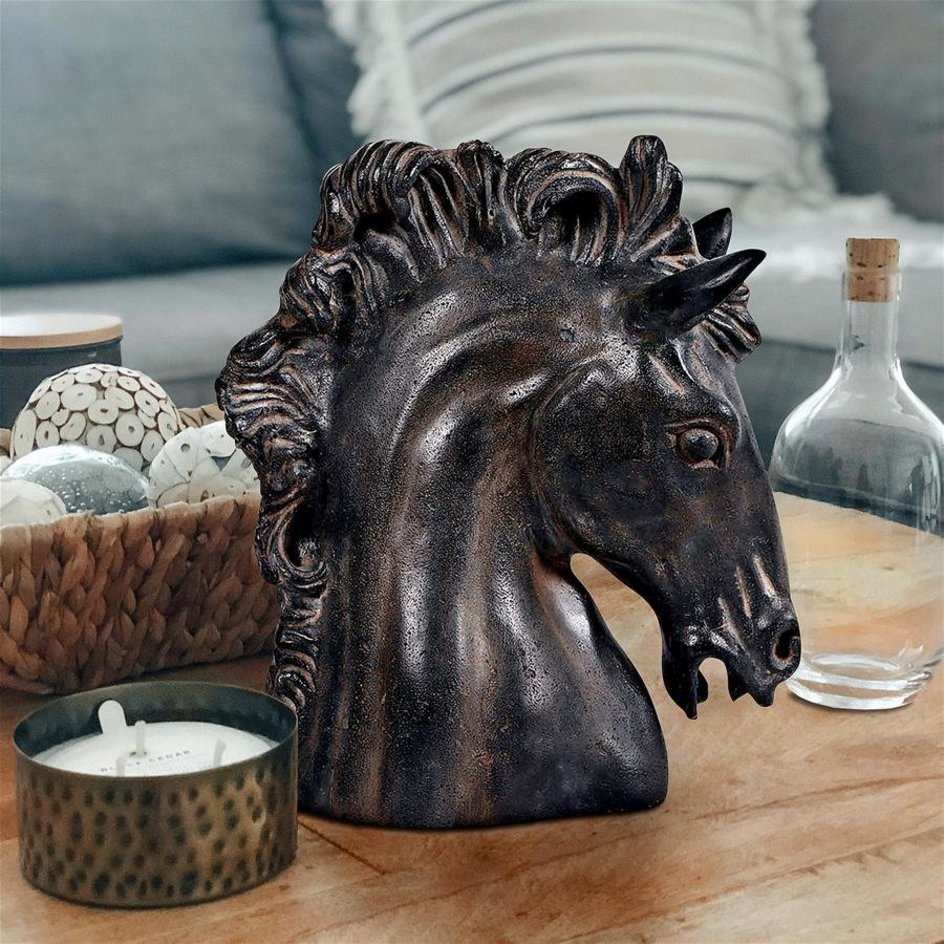 壮大な牡馬 駿馬の頭部胸像奔馬フィギュア彫刻置物アートディスプレイエスニックコレクション牧場競馬場JRAホームデコ輸入品