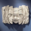 老人の中にある子供の心壁彫刻キャンディスペニントン作オーナメント装飾彫像書斎カフェ贈り物プレゼント輸入品