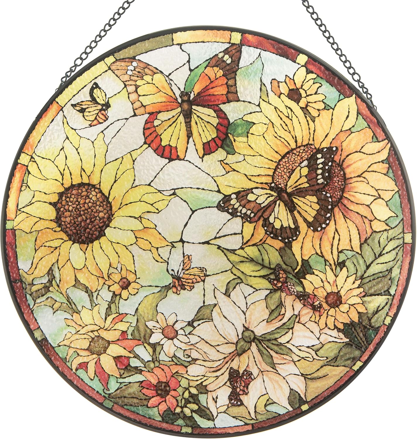 直径30cmひまわり向日葵サンキャッチャーステンドグラス窓用吊り下げカラフルなガラスパネル贈り物輸入品