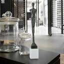 ジャコメッティ風彫像高さ約53.3cm大理石台座と鋳鉄製ブロンズ風仕上げ大型彫刻ホーム書斎置物輸入品