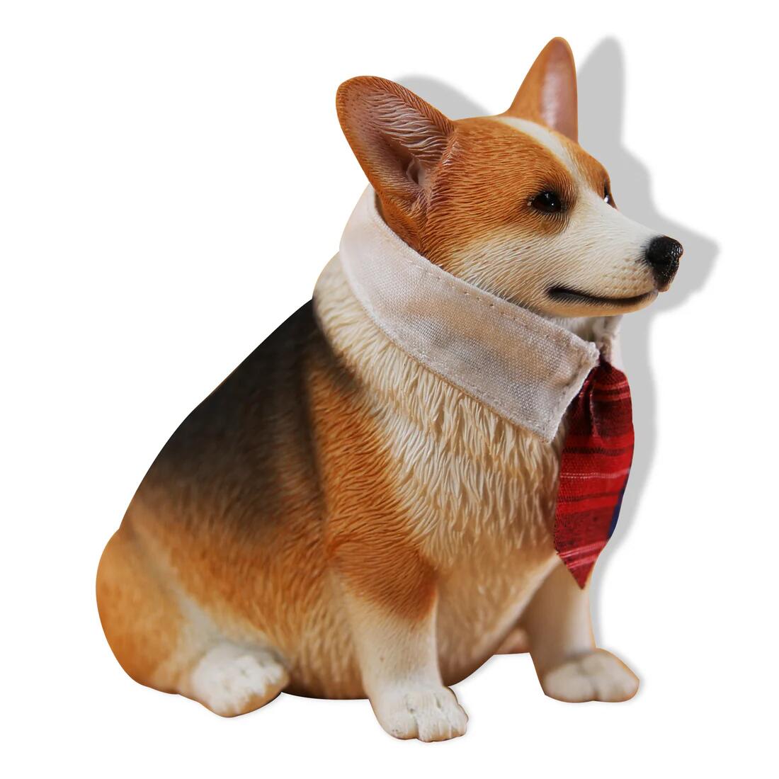 1/6サイズ太っちょ トライカラー色のウェルシュ・コーギー・ペンブローク犬リアルフィギュア犬動物彫像置物イヌ好き輸入品JXK-140A