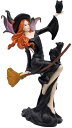 箒（ホウキ）に乗ったダーク・フェアリー魔女と黒い猫 置物彫刻 ハロウィーンのテーマギフト高さ 約23cm彫像/ プレゼント 贈り物(輸入品)