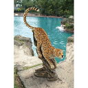 獲物に忍び寄るサバンナのチーター像 彫刻 エスニック彫像/ ガーデニング 庭園 作庭 パティオ ホール 園芸 公園 プレゼント贈り物(輸入品