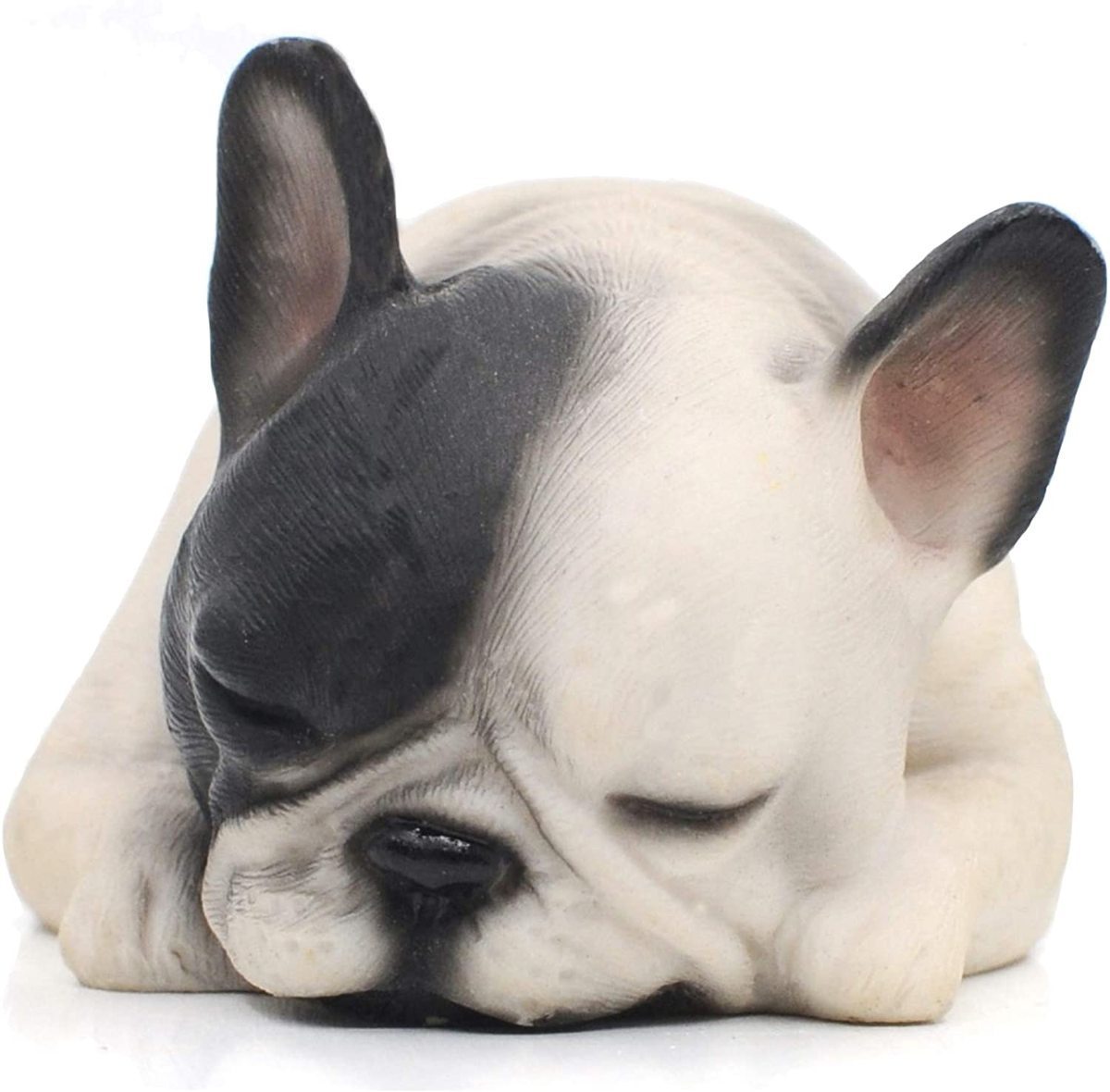 Rakuten - 横になっている眠っているブラック＆ホワイト色の、フレンチブルドッグの子犬 置物、ギフト、彫像、彫刻　ドッグカフェ 触れ合いパラダイス