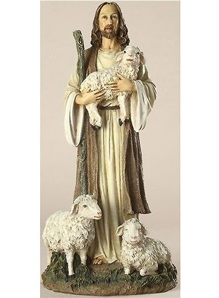 善き羊飼い- イエス・キリスト 彫像 高さ 約30cm/ カトリック教会 祭壇 洗礼 福音 聖霊 聖書 聖母マリア プレゼント 贈り物(輸入品)