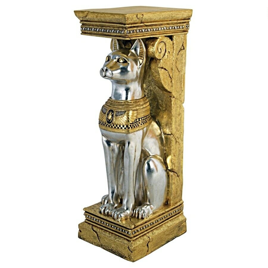 古代エジプト 猫の女神 バステト台座(ペデスタル)彫像 彫刻 壁飾り/玄関 新築祝い出産や育児 家内安全の守護神 プレゼント贈り物(輸入品