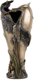 ティファニー 花瓶 アール・ヌーボースタイルの花瓶-コールドキャストブロンズ製の美しい鶴とトンボがデザインされた、ピッチャー彫刻 彫像 プレゼント(輸入品