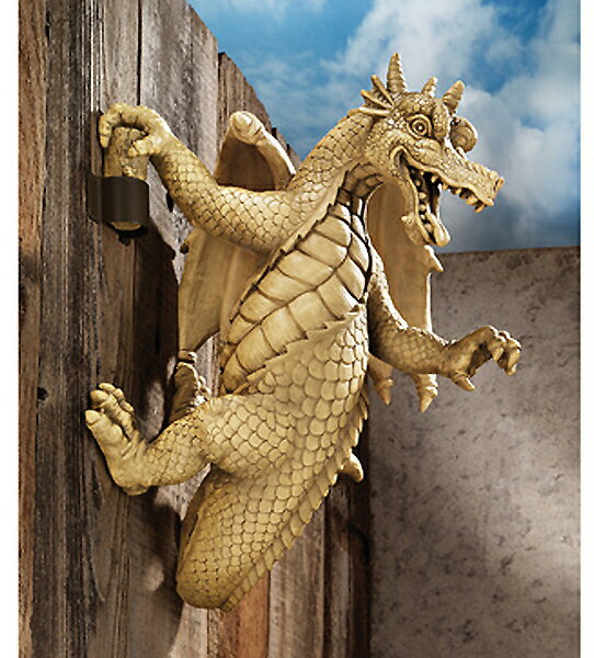 ゴシック様式 恐ろしいドラゴン（竜）壁彫刻 彫像/ ガーデニ