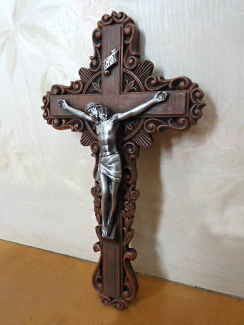 カルバリー・パストラル宗教用 十字架のキリスト 壁彫刻 高さ 約25cm 彫像/ カトリック教会 プロテスタント 祭壇（輸入品）