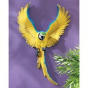 羽ばたく レモンイエローのコンゴウインコ鳥 壁彫刻 彫像/ バードカフェ トロピカル レストラン 新築祝い 記念プレゼント 贈り物(輸入品)