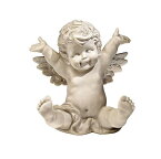 飛び跳ねる子供の智天使（ケルビム像）西洋彫刻 装飾品 ガーデン彫像/ ガーデニング アクセント 庭園 園芸 お庭 芝生 プレゼント(輸入品