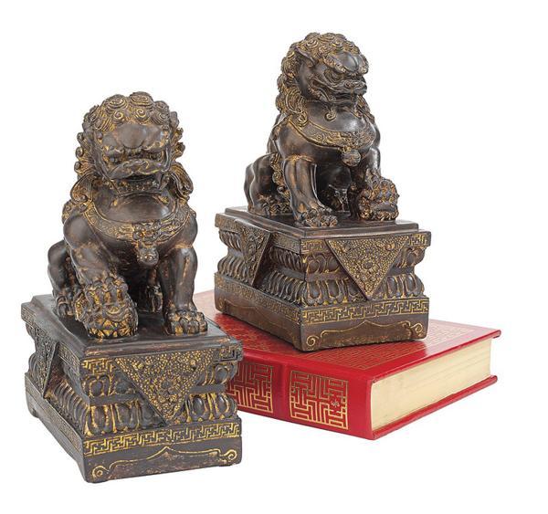 Rakuten - 中国 狛犬セット彫像 彫刻/ 獅子 ライオン スフィンクス 阿形 吽形 書斎 趣味コレクション 縁起物 厄除け 魔除け プレゼント贈り物（輸入品