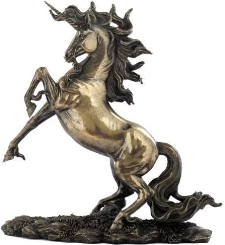 高さ約31cm 後ろ足で立ちあがる ユニコーン（一角獣）ブロンズ風 彫像 彫刻/ 書斎 貴賓室 応接室 誕生日 記念品プレゼント贈り物(輸入品)