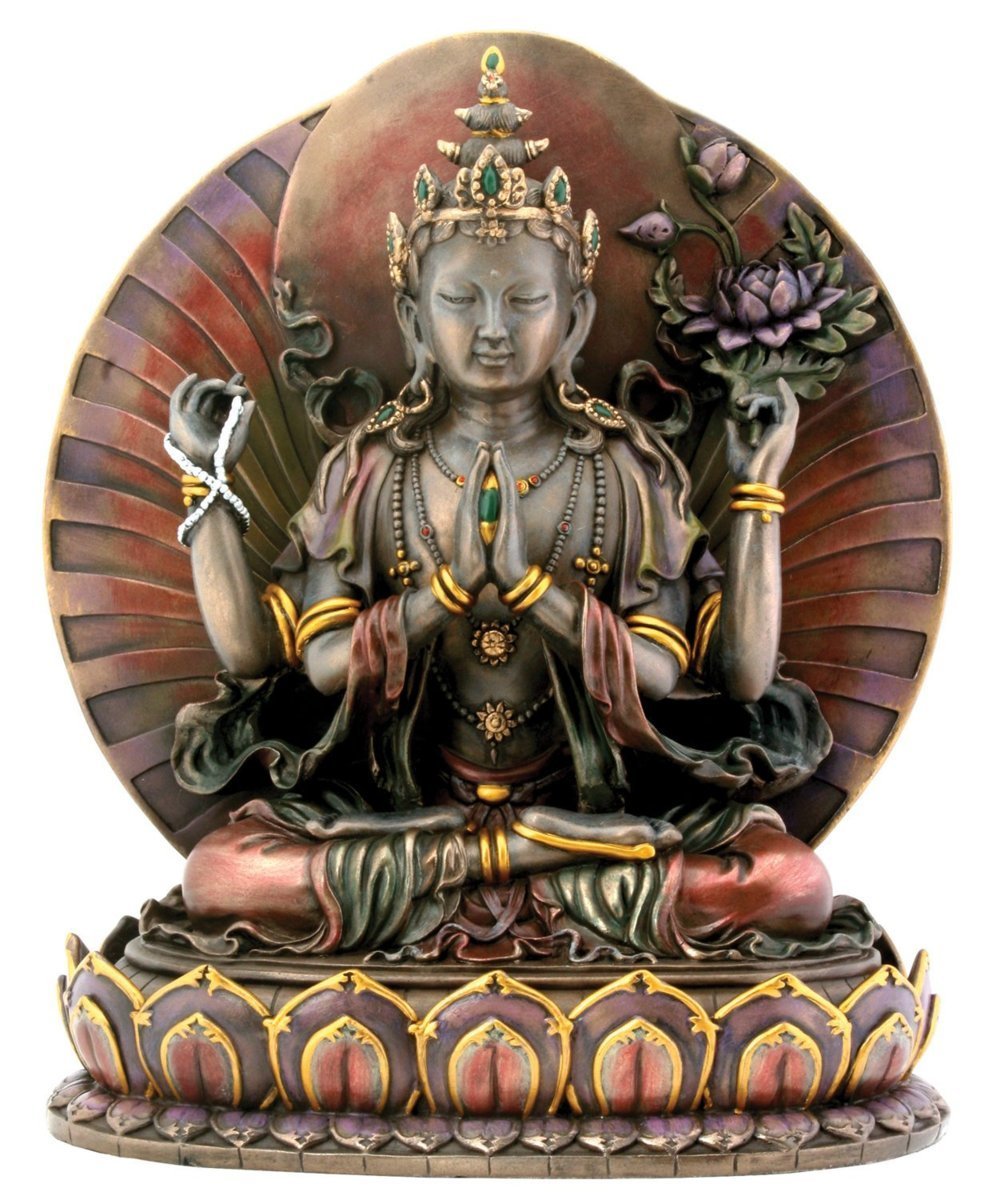 聖観音菩薩仏像-高さ 約25cmブロンズ風彫像 彫刻/ 大乗仏教 曼荼羅 六観音 1面2臂 衆生救済 大慈の観音 プレゼント贈り物（輸入品