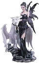 西洋彫刻 ブラック・フェアリー(黒の妖精)とホワイトドラゴン装飾フィギュア彫像/ ピクシー 趣味 コレクション プレゼント 贈り物(輸入品